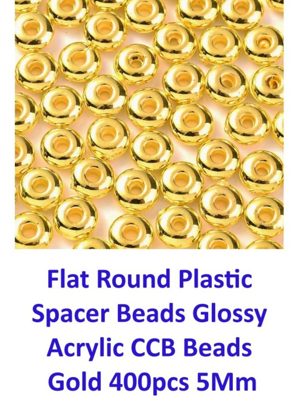 Flat Round Plastic Spacer Beads Glossy Acrylic CCB Beads 400pcs 5Mm  Gold
